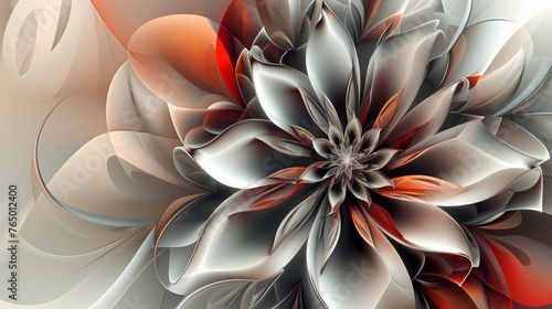 Fabulous faux floral closeup in red, orange and gray