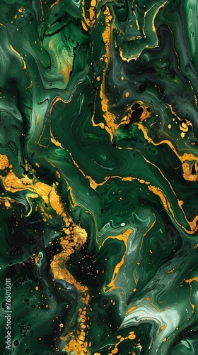 Shiny Green and Gold Marble Art background