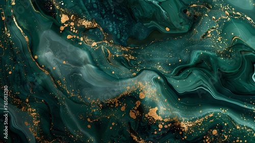 Shiny Green and Gold Marble Art background