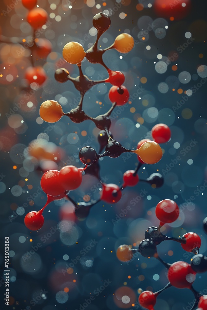 3D model of a molecule involved in atmospheric chemistry, detailed, on a scientific background,Texture Art 3D model of a molecule involved in atmospheric chemistry, detailed, on a scientific background,Texture Art
