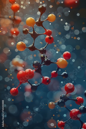 3D model of a molecule involved in atmospheric chemistry, detailed, on a scientific background,Texture Art