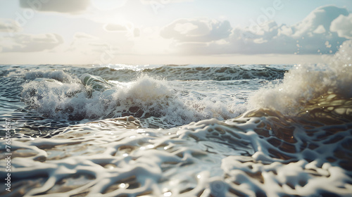 Water surface with ripples and sunlight reflections photo