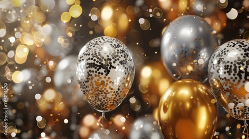 Festive Balloon Extravaganza Glittering Gold, Silver, and Multicolor