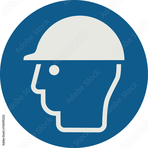 OBLIGATION SIGN PICTOGRAM, WEAR HEAD PROTECTION ISO 7010 - M014.eps