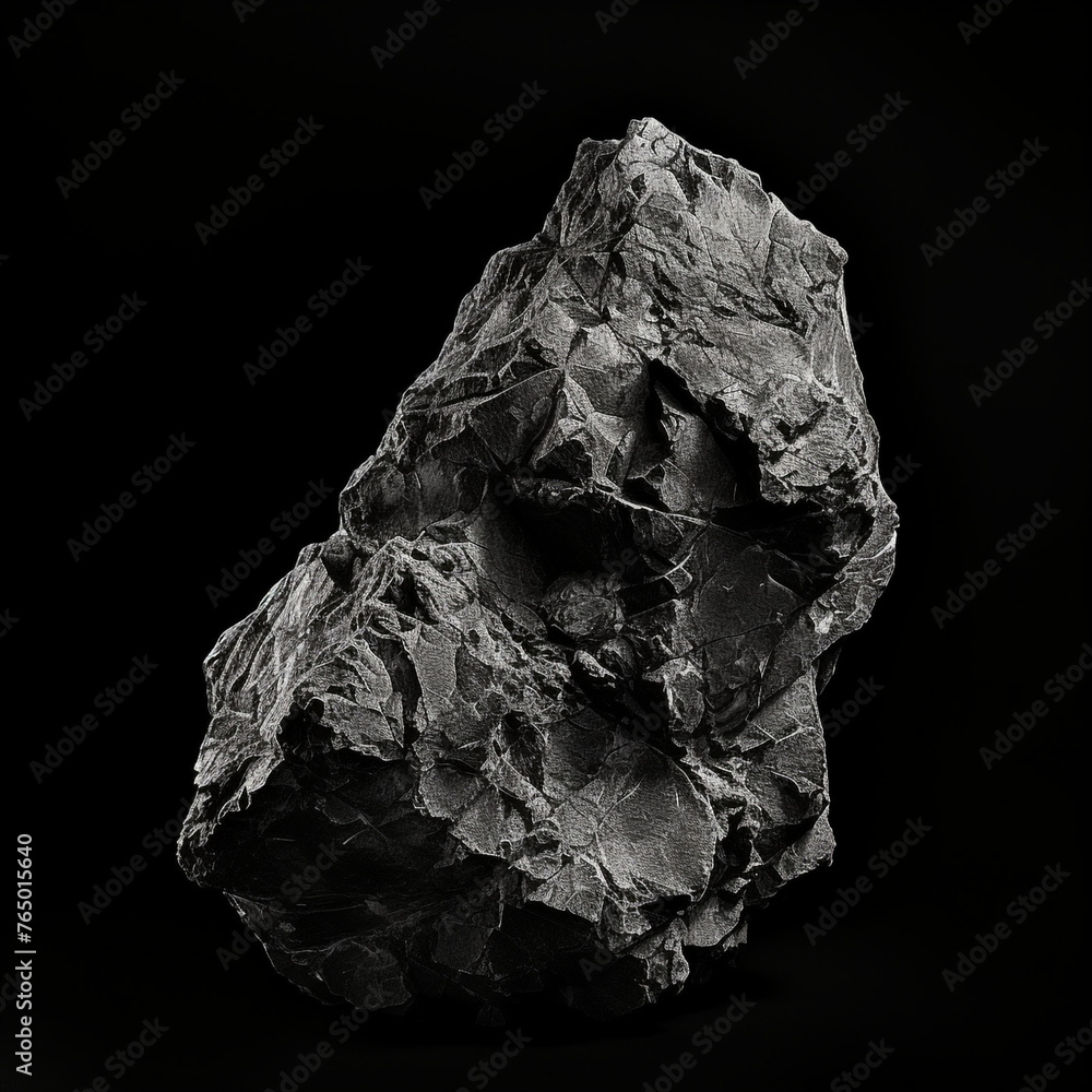 pictures of a minimalistic rock on a black background, in the style of ambient occlusion сreated with Generative Ai
