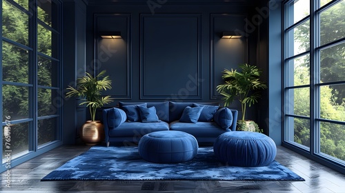 3D composition featuring minimalist elements against a backdrop of deep navy, exuding a timeless and sophisticated vibe in stunning 16k resolution. © Artistic_Creation