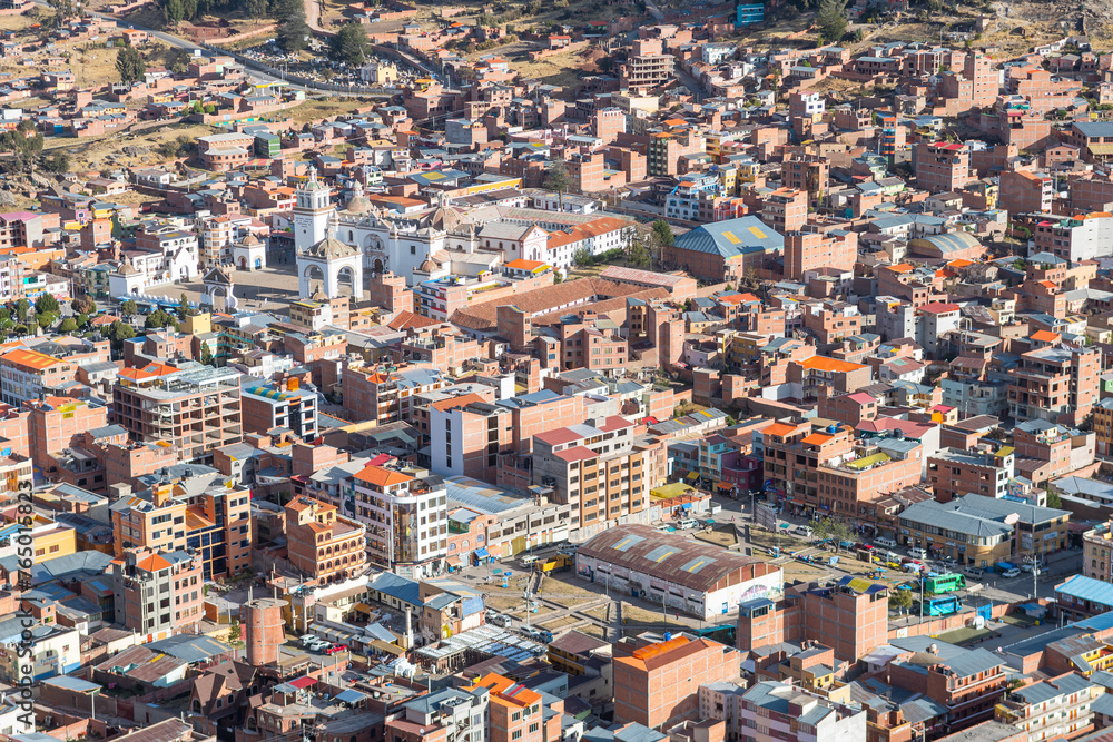 panoramic view of copacabana bolivian town