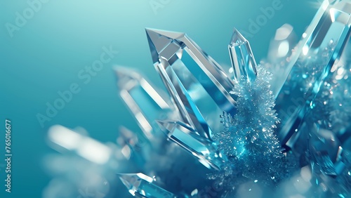 Blue simple transparent crystal close-up material