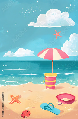 illustrator cartoon beach background