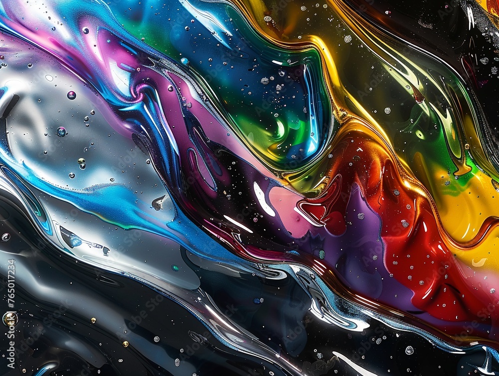 A dynamic flow of colorful liquid metal, representing the fluidity and adaptability of future technologies