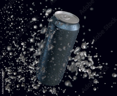 Aluminum Can 500ml with Water Drops and Splash