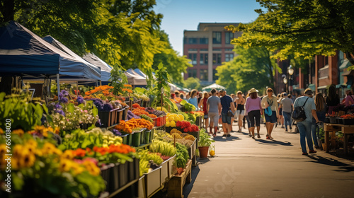 Bustling Farmers Market on a Sunny Day