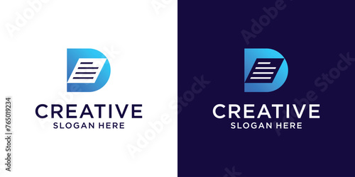 Letter D data document logo design vector