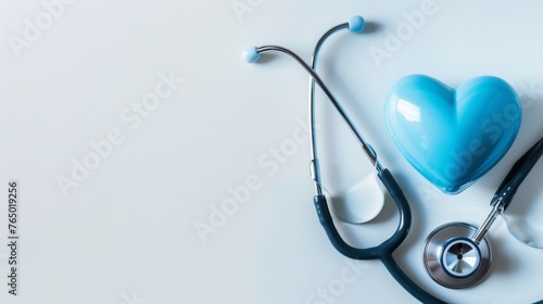 3D heart model with stethoscope for medical theme
