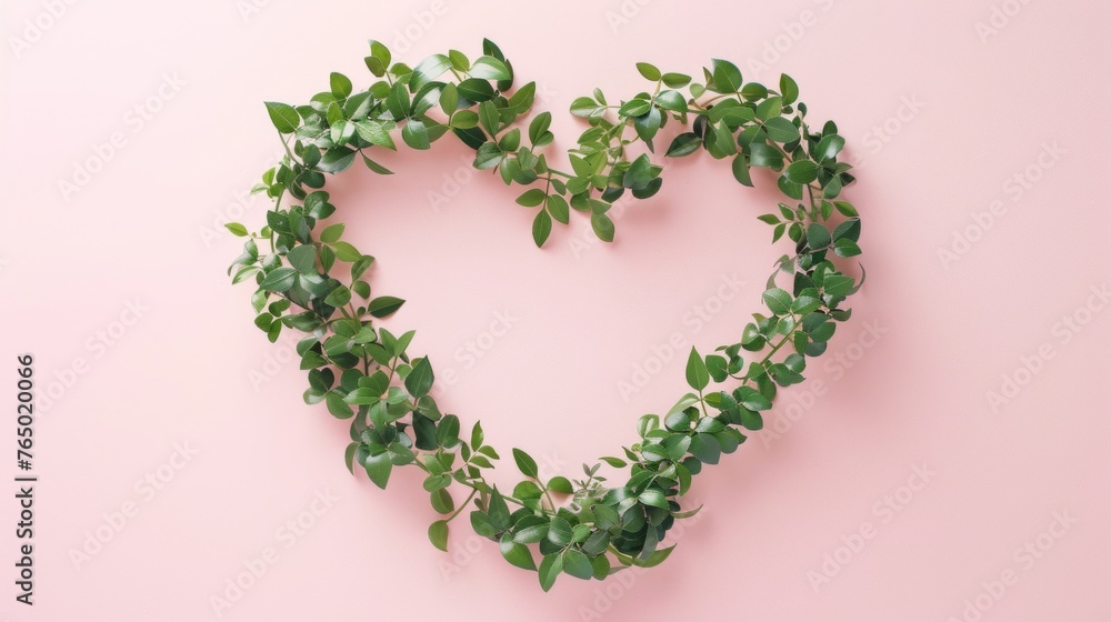 A heart shape made of green leaves A heart shape made of green leaves