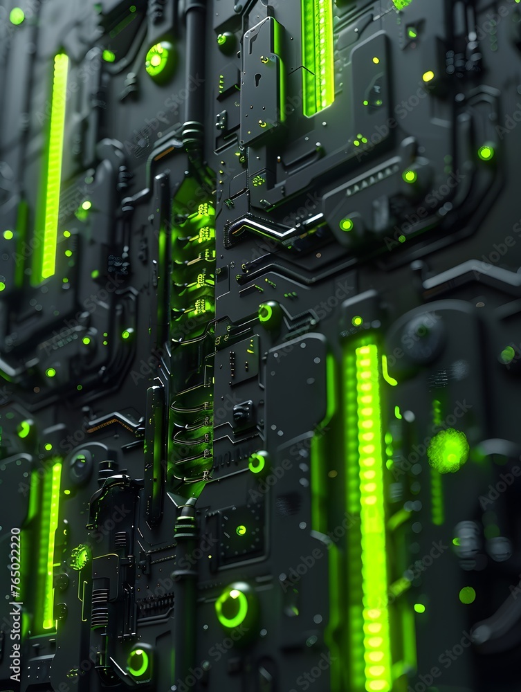 Fototapeta premium futuristic industrial green neon tubes