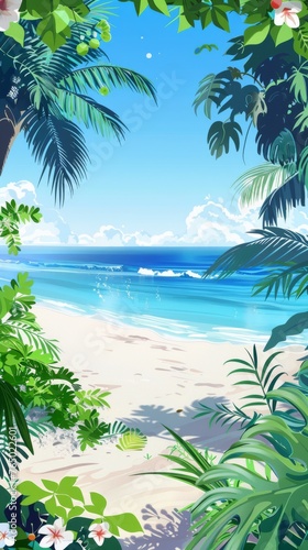 Summer Style Vector Illustration Border Banner Art Background with Empty Copy Space created with Generative AI Technology