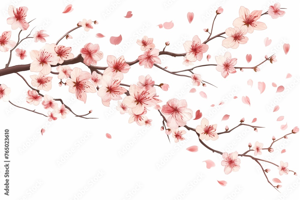 Cherry blossom trees with beautiful pink colors, various expressions.  generative ai