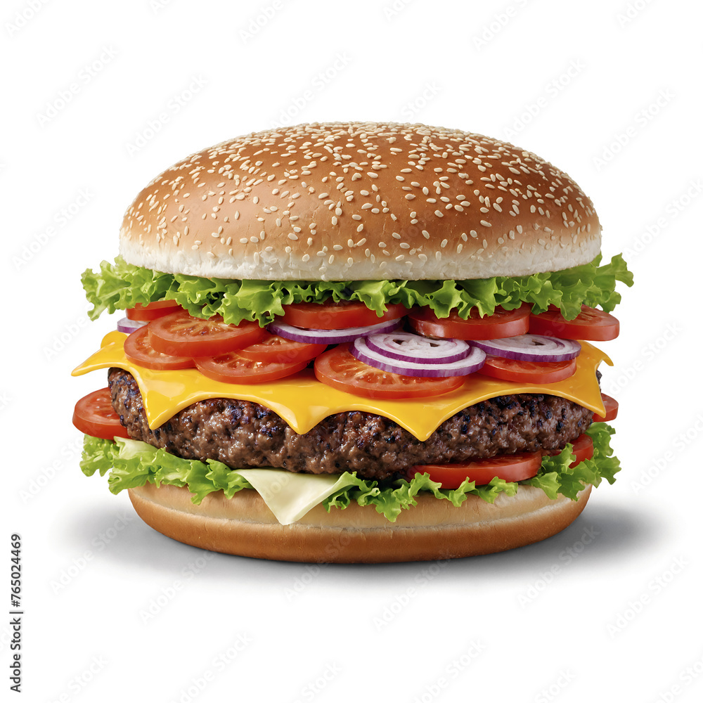 Huge hamburger on transparent background Huge hamburger on transparent background