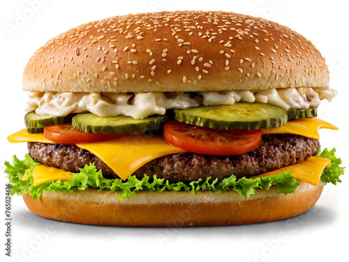 Huge hamburger on transparent background