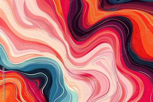 Abstract Colorful Background with Seamless Waves Pattern and Lines. Resembles Marble Floor Tiles in Watercolor Oil Painting Art Style