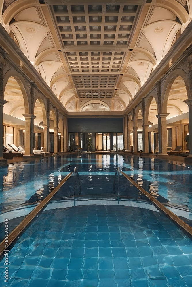 Luxurious Indoor Pool Under Elegant Architecture