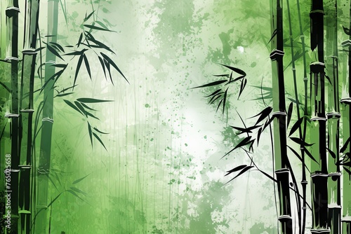 green bamboo background with grungy texture © Celina
