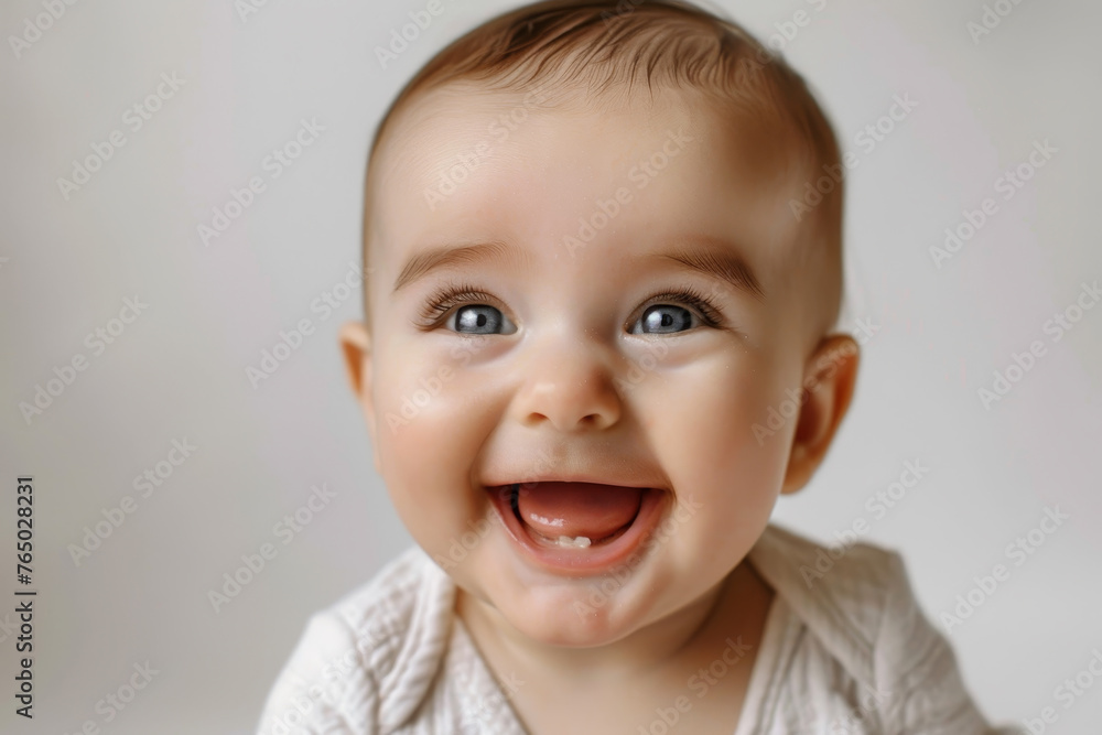 A baby is smiling and clapping his hands A baby is smiling and clapping his hands