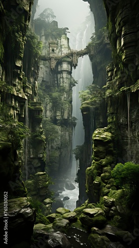 A hidden waterfall in a remote canyon 