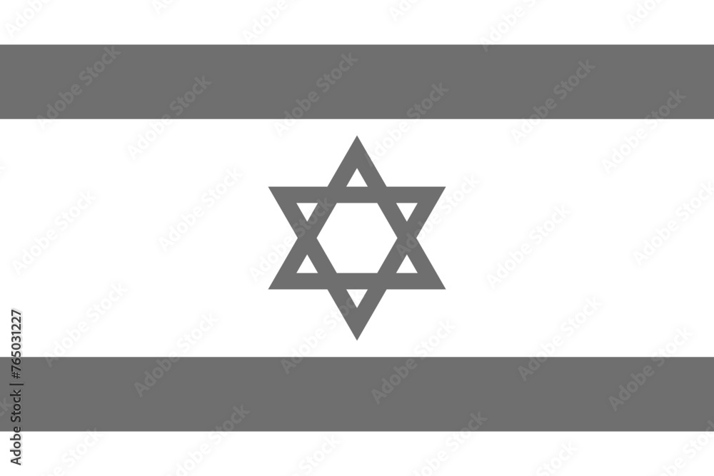 Israel flag - greyscale monochrome vector illustration. Flag in black and white Israel flag - greyscale monochrome vector illustration. Flag in black and white