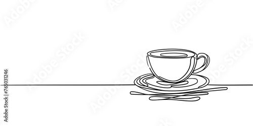 Coffee line art drawing on white background. Cafe, cup, menu, caffeine, cappuccino. Vector illustration