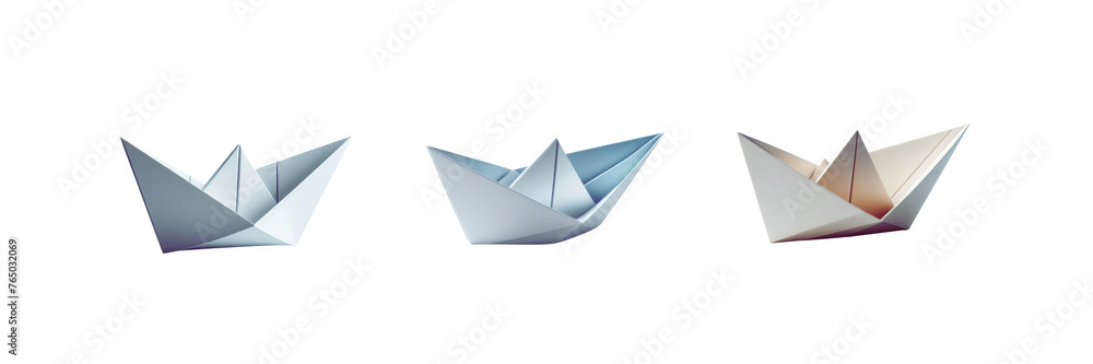 Set of Paper boat, illustration, isolated over on transparent white background Set of Paper boat, illustration, isolated over on transparent white background
