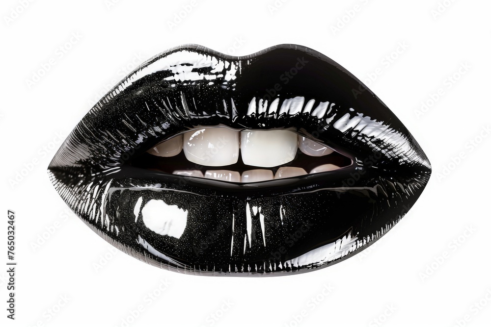 black glossy lips isolated on a white background black glossy lips isolated on a white background