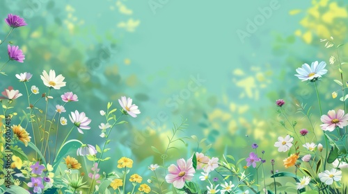 Spring Style Vector Illustration Border Banner Art Background with Empty Copy Space created with Generative AI Technology