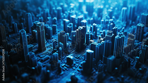 Futuristic urban landscape with skyscrapers and skyscrapers in the background, 3D ing of a modern cityscape