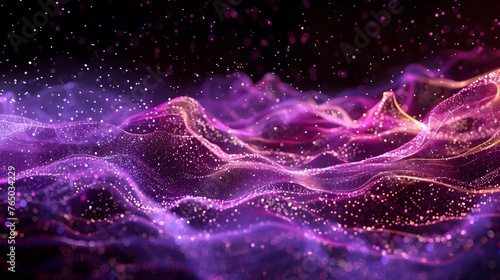 purple Glowing Waves through Cosmic Space photo