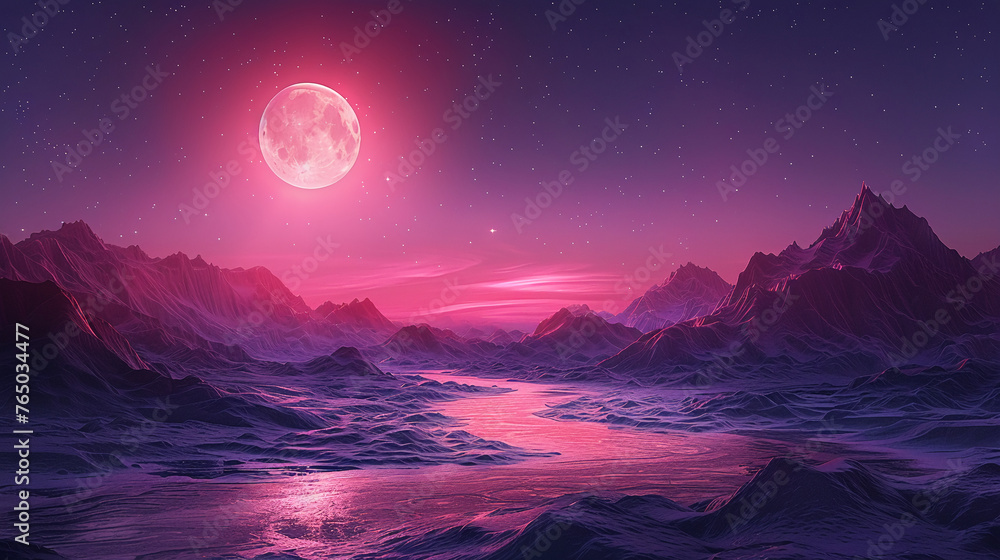 stunning vector art landscape, night time, minimalism, purple and black. AI generative stunning vector art landscape, night time, minimalism, purple and black. AI generative