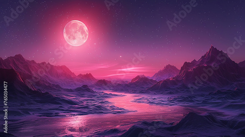 stunning vector art landscape  night time  minimalism  purple and black. AI generative