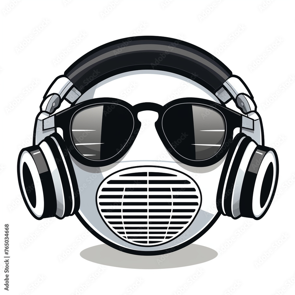 cartoon micophone with round circle sunglasses on, black and white cirlce no background t сreated with Generative Ai cartoon micophone with round circle sunglasses on, black and white cirlce no background t сreated with Generative Ai