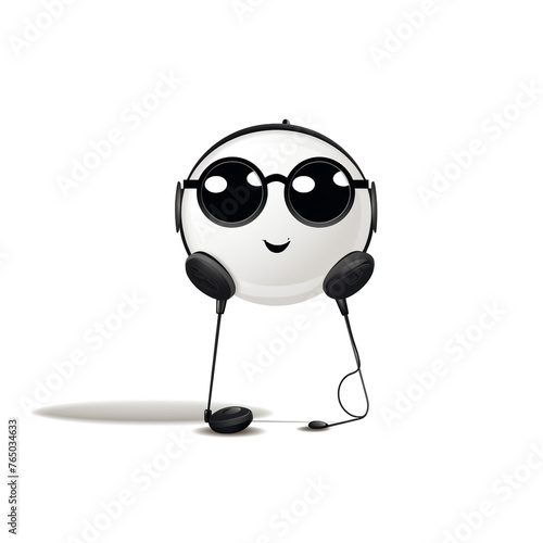 cartoon micophone with round circle sunglasses on, black and white cirlce no background t сreated with Generative Ai