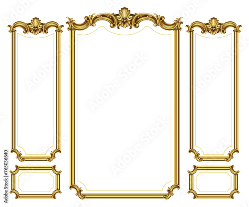 Golden panel baroque cabinet wall