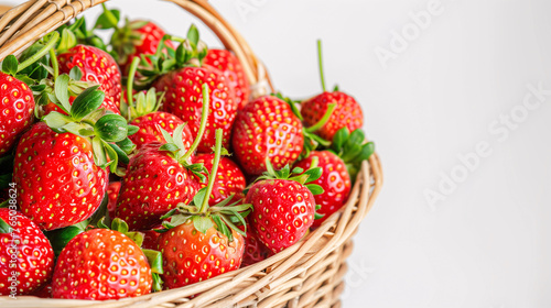 Fresh Strawberries in Wicker Basket
