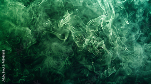 Green steam on a black background. Design element. Abstract texture ,Abstract green smoke effect background for design projects and artistic creations