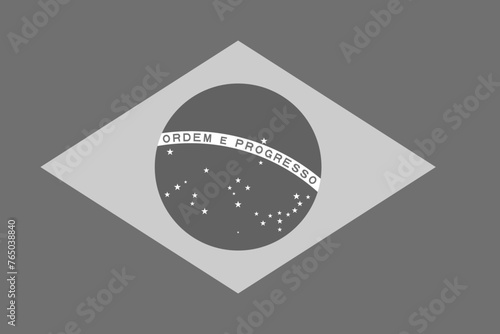Brazil flag - greyscale monochrome vector illustration. Flag in black and white photo