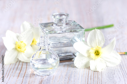 vials with narcissus essential oil