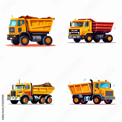 Set of the construction machinery vehicles dump truck