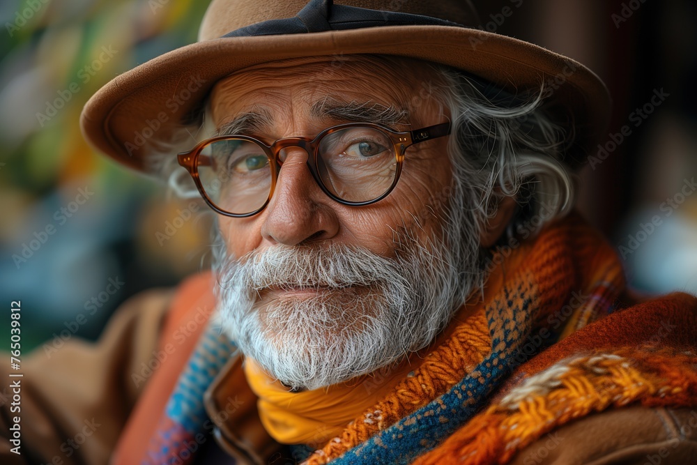 Man Wearing Hat and Glasses With Scarf Man Wearing Hat and Glasses With Scarf