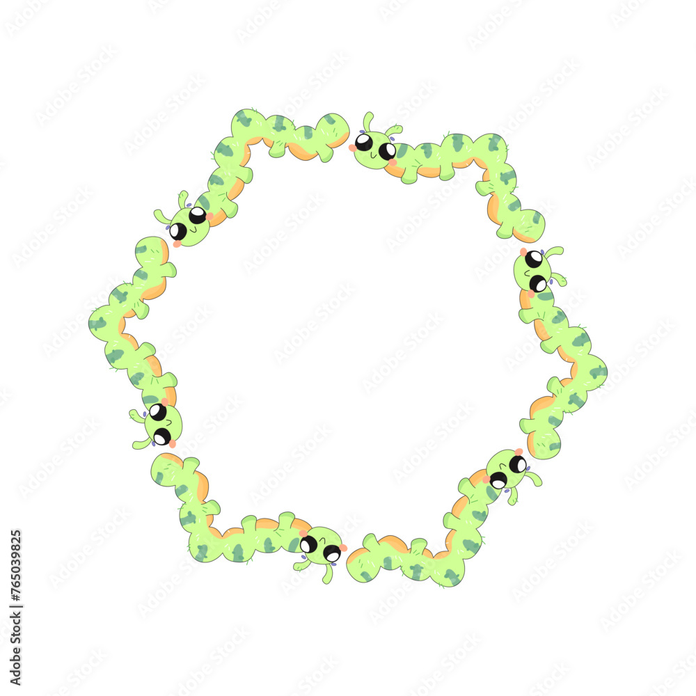 cute frame, with insects, caterpillars infant, summer spring for congratulations, announcements. on a white background cute frame, with insects, caterpillars infant, summer spring for congratulations, announcements. on a white background