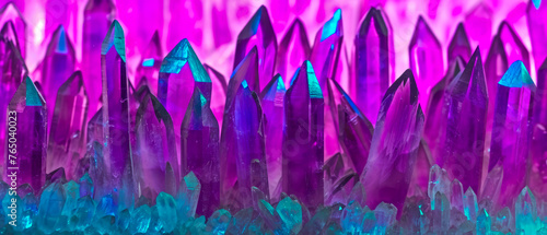 A stunning display of amethyst crystals with vibrant purple hues