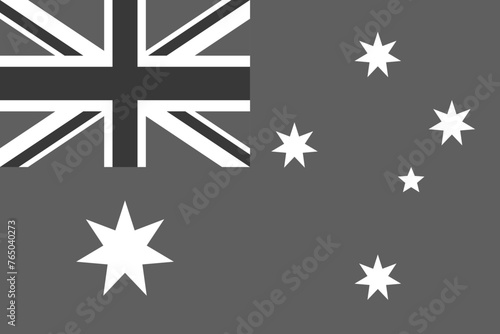 Australia flag - greyscale monochrome vector illustration. Flag in black and white